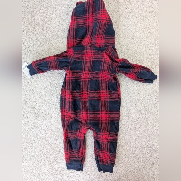 NWT Lot Of 2 Carter's Fleece One Piece FullZip Bodysuit Plaid Size 6 Months - Picture 5 of 10